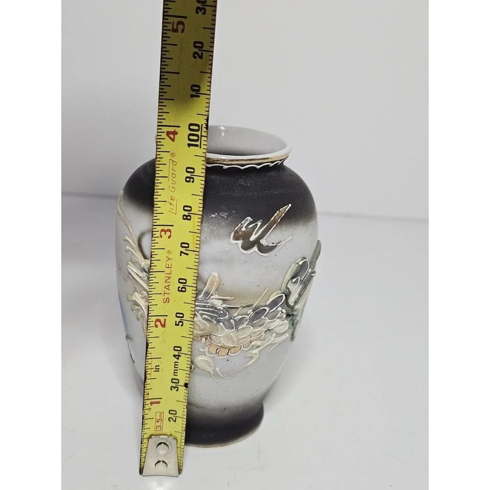 Vtg Japan Moriage Dragonware Porcelain Vase 3D Raised Slip Dragon Gold Trim 4in